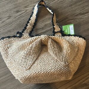 Kate Spade/ Target Stylish Tan Woven Tote Bag